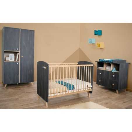 ENSEMBLE LIT 60X120 + COMMODE + PLAN A LANGER + ARMOIRE SENJA