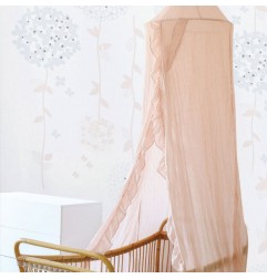 CIEL DE LIT ROSE A VOLANT