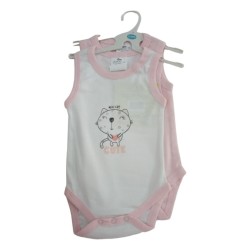 2 BODYS BRETELLE 0-3M GRIS/ROSE