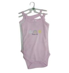 2 BODYS BRETELLE 3-24M ROSE/VERT