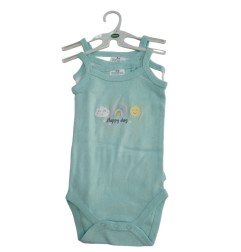2 BODYS BRETELLE 3-24M ROSE/VERT