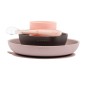 SILICONE SET ASSIETTE SILICONE+BOL+VERRE+CUILLERE (ROSE, GRIS, ROSE CLAIR)