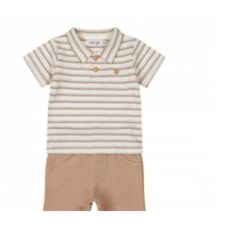 HAUT+PANTALON MARRON BLEU RAYURES 12M