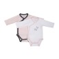 BODIES BLANC/ROSE LOT DE 2 TAILLE 1 MOIS MISS FLEUR DE LUNE