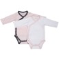 BODIES BLANC/ROSE LOT DE 2 TAILLE 1 MOIS MISS FLEUR DE LUNE