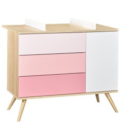 COMMODE 1 PORTE ET 3 TIROIRS ROSE VERSION TIROIRS ROSE SEVENTIES