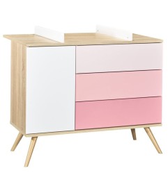 COMMODE 1 PORTE ET 3 TIROIRS ROSE VERSION TIROIRS ROSE SEVENTIES