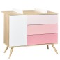 COMMODE 1 PORTE ET 3 TIROIRS ROSE VERSION TIROIRS ROSE SEVENTIES