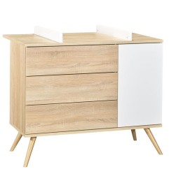 COMMODE 1 PORTE ET 3 TIROIRS BOIS VERSION TIROIRS DECOR BOIS SEVENTIES