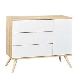 COMMODE 1 PORTE ET 3 TIROIRS BLANC VERSION TIROIRS BLANC SEVENTIES