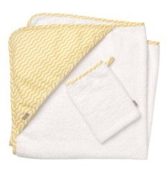 SORTIE DE BAIN ET GANT GRAINE DE MOUTARDE