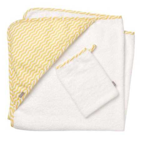 SORTIE DE BAIN ET GANT GRAINE DE MOUTARDE