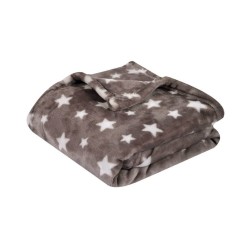 COUVERTURE 75X100 CM MICROFIBRE TAUPE ETOILES
