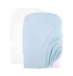 LOT DE 2 HOUSSES DE MATELAS A LANGER BLANC CIEL