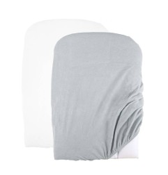 LOT DE 2 HOUSSES DE MATELAS A LANGER BLANC GRIS