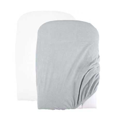 LOT DE 2 HOUSSES DE MATELAS A LANGER BLANC GRIS