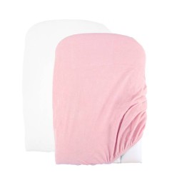 LOT DE 2 HOUSSES DE MATELAS A LANGER BLANC ROSE
