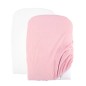 LOT DE 2 HOUSSES DE MATELAS A LANGER BLANC ROSE