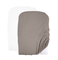 LOT DE 2 HOUSSES DE MATELAS A LANGER BLANC TAUPE