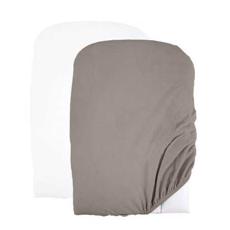 LOT DE 2 HOUSSES DE MATELAS A LANGER BLANC TAUPE