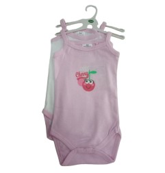 2 BODYS BRETELLE 3-24M VERT/ROSE
