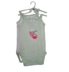 2 BODYS BRETELLE 3-24M VERT/ROSE