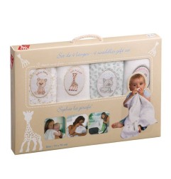 SET DE 4 LANGES SOPHIE LA GIRAFE 70 X 70 CM