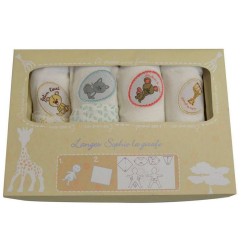 SET DE 4 LANGES SOPHIE LA GIRAFE 70 X 70 CM