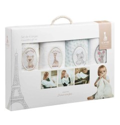 SET DE 4 LANGES SOPHIE LA GIRAFE 70 X 70 CM