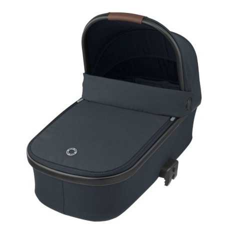 MC ORIA CARRYCOT ESSENTIAL GRAPHITE (BLACK RIM, BROWN LEATHER)