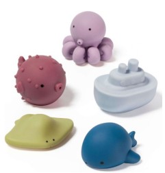 JOUET DE BAIN ARROSEURS SPLITTO X5 + FILET DE RANGEMENT