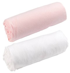 2 DRAPS-HOUSSES JERSEY 70X140 CM BLANC ROSE