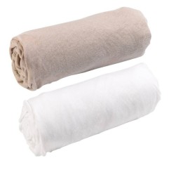 2 DRAPS-HOUSSES JERSEY 70X140 CM BLANC BEIGE