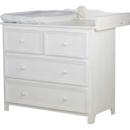 COMMODE 4 TIROIRS PLAN A LANGER BLANC BOIS MASSIF PROVENCE