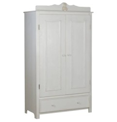 ARMOIRE 2 PORTES BLANC VIEILLI BOIS MASSIF PROVENCE