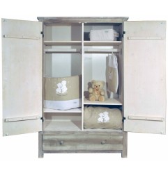ARMOIRE 2 PORTES BLANC VIEILLI BOIS MASSIF PROVENCE