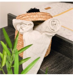 LOT 3 LANGES COTON BIO LEAFY BUNNY