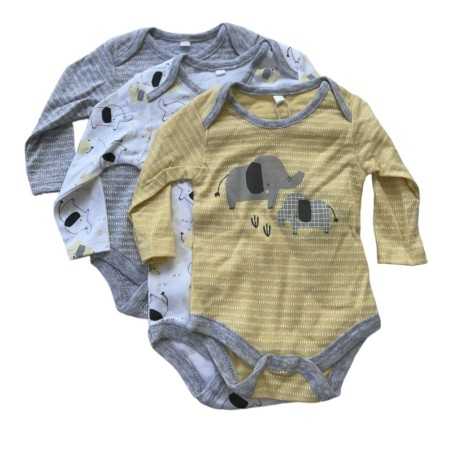 LOT DE 3 BODYS-JAUNE GRIS
