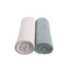 LOT DE 2 DRAPS-HOUSSE EN MOUSSELINE BIO 60X120CM MORIS SACHA