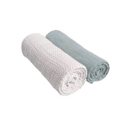 LOT DE 2 DRAPS-HOUSSE EN MOUSSELINE BIO 60X120CM MORIS SACHA