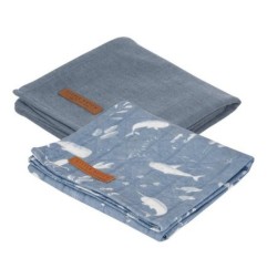 SET 2 LANGES 70X70 OCEAN BLUE