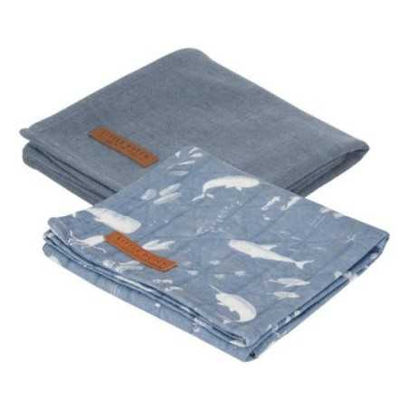 SET 2 LANGES 70X70 OCEAN BLUE