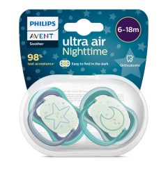 SUCETTE ULTRA AIR NUIT - LOT DE 2 - 6-18 MOIS - PHOSPHORESCENT