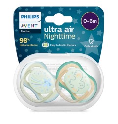 SUCETTE ULTRA AIR NUIT - LOT DE 2 - 0-6 MOIS - PHOSPHORESCENT