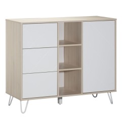 COMMODE 1 PORTE 3 TIROIRS ET 3 NICHES HAPPY