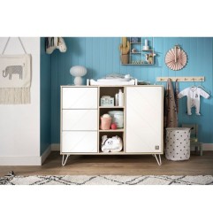 COMMODE 1 PORTE 3 TIROIRS ET 3 NICHES HAPPY