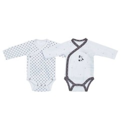 BODIES BLANC/NOIR LOT DE 2 TAILLE NAISSANCE CHAO C