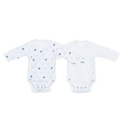 BODIES BLANC/BLEU LOT DE 2 TAILLE 1 MOIS BLUE BALE