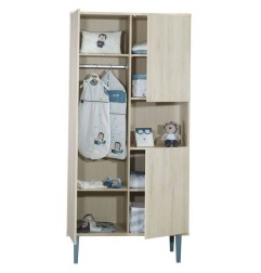 ARMOIRE 1 GDE ET 2 PETITES PORTES NICHE OPALINE BL