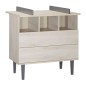 COMMODE 2 TIROIRS 3 NICHES OPALINE GRIS
